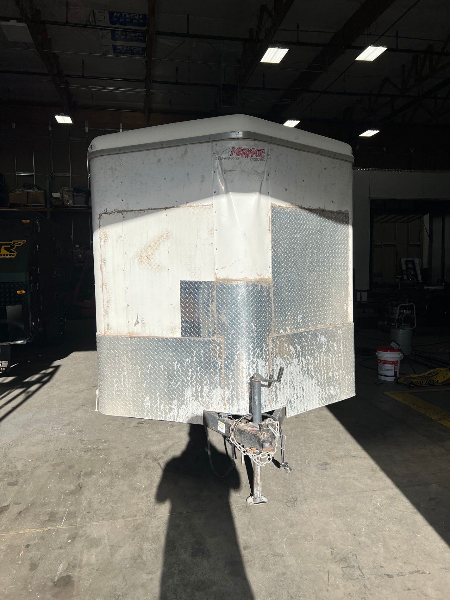 Enclosed trailer front panel replacement — before and after — before