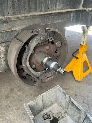 Electric trailer brake assembly with drum removed