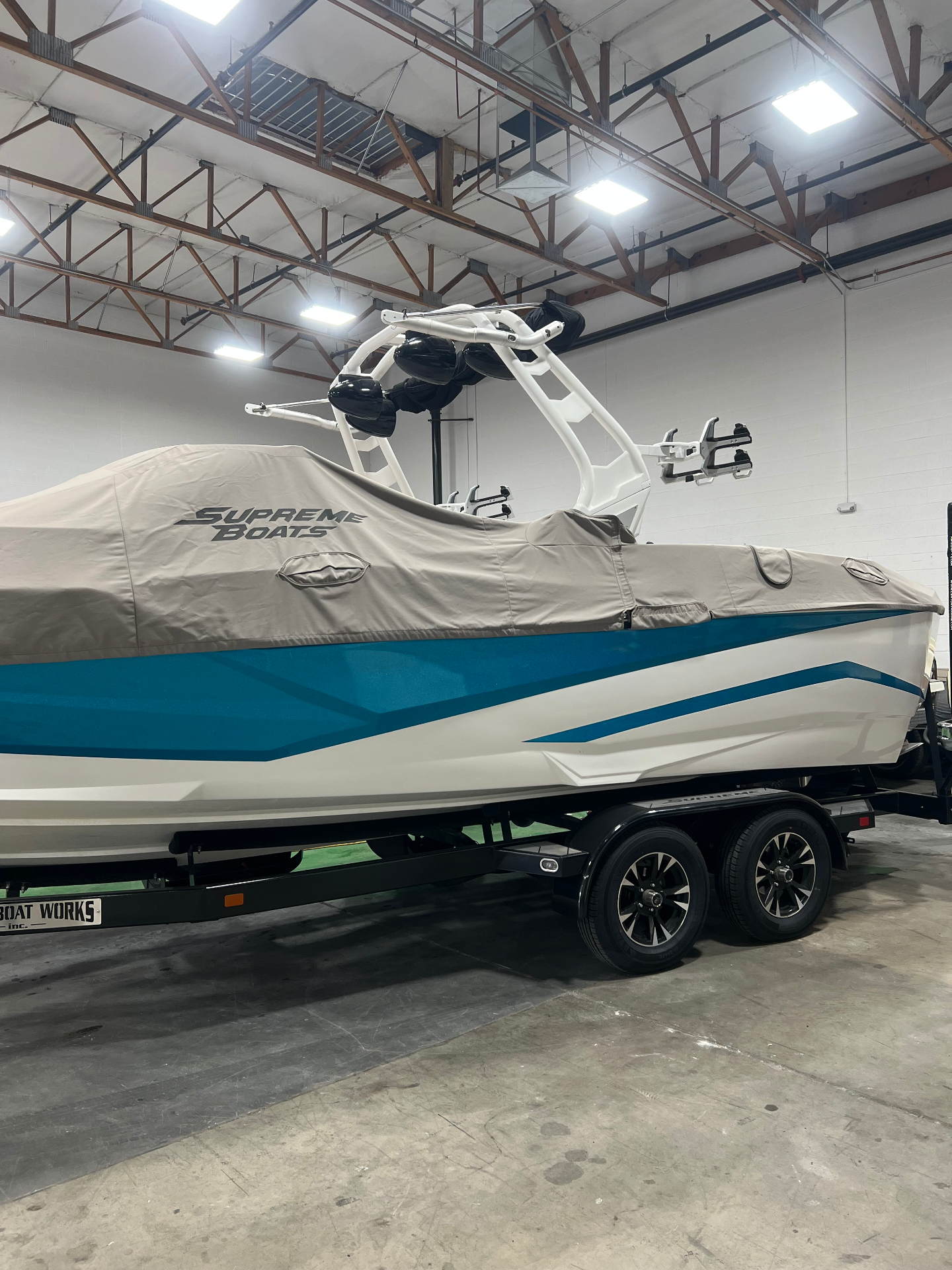 Supreme wakeboard boat trailer serviced in our Gilbert facility